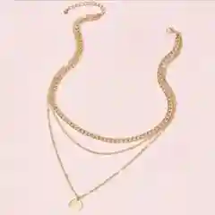 Серебряный цепочка на шею с подвеской, ожерелье, чокер, тройная цепочка