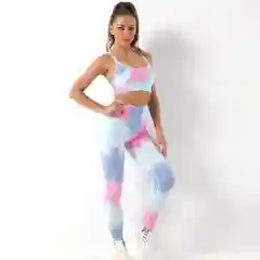 Женский костюм для фитнеса, спортивный костюм,  топ, лосины с высокой посадкой