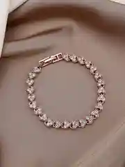 Розовый браслет женский на руку со стразами