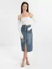 Белый лонгслив с открытыми плечами