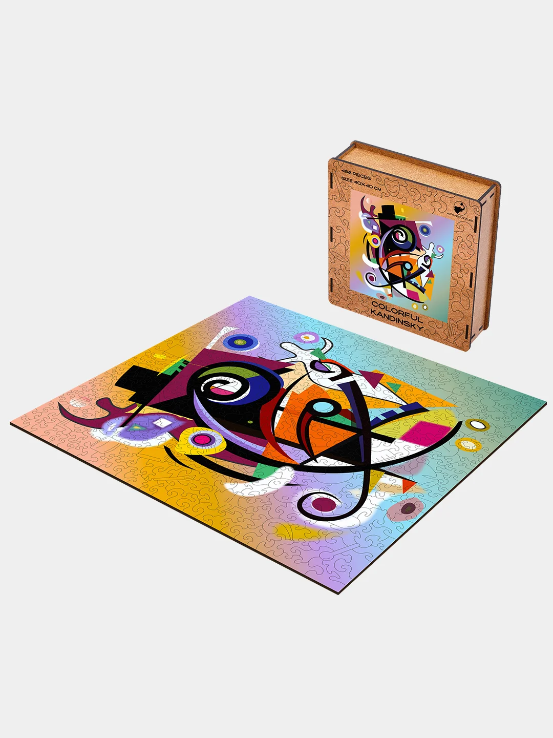 Деревянный фигурный пазл Active Puzzles "Красочный Кандинский", 40х40 см, 488 деталей
