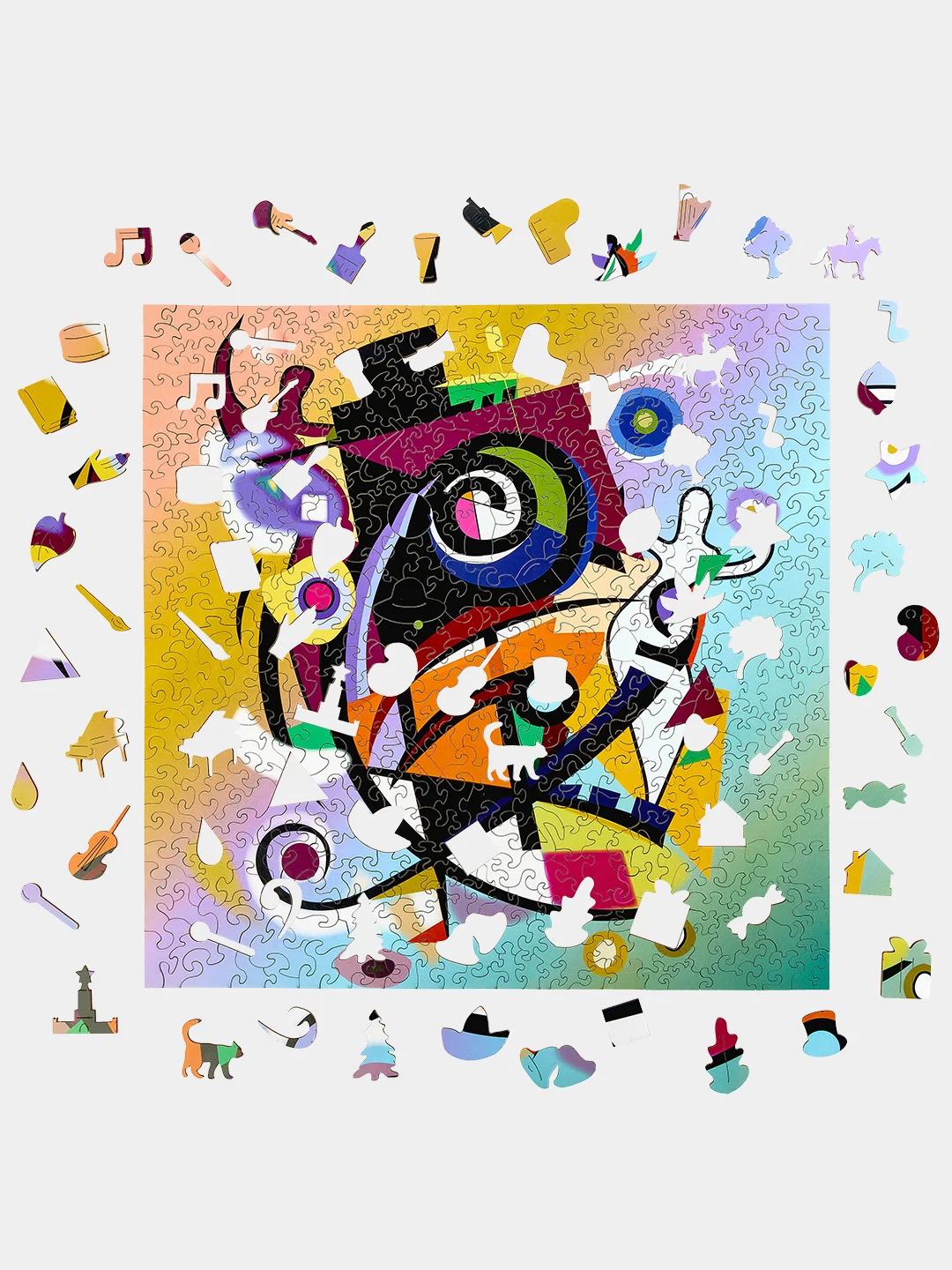 Деревянный фигурный пазл Active Puzzles "Красочный Кандинский", 40х40 см, 488 деталей