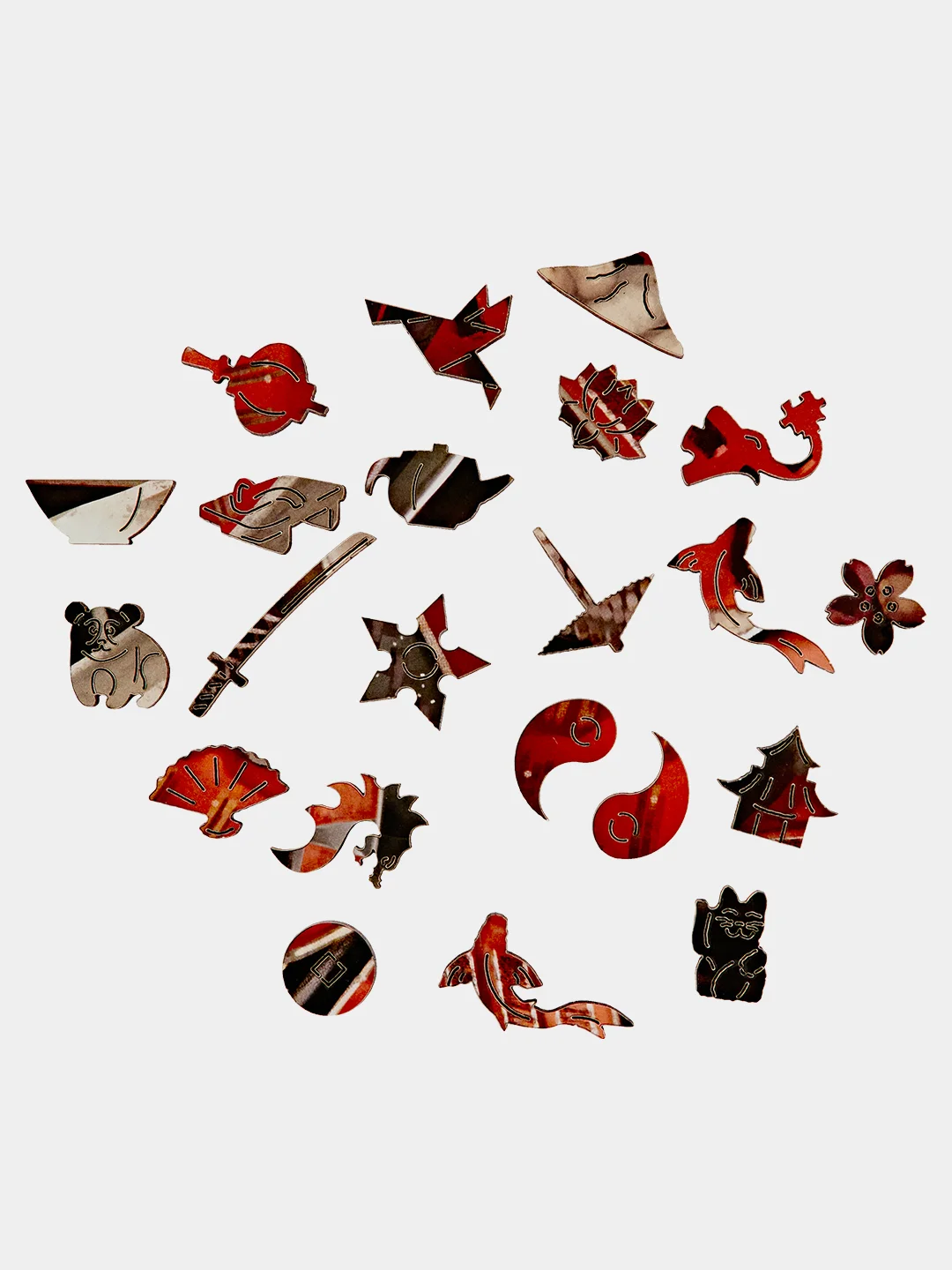 Деревянный фигурный пазл Active Puzzles "Кот Самурай", 30х49 см, 219 детали