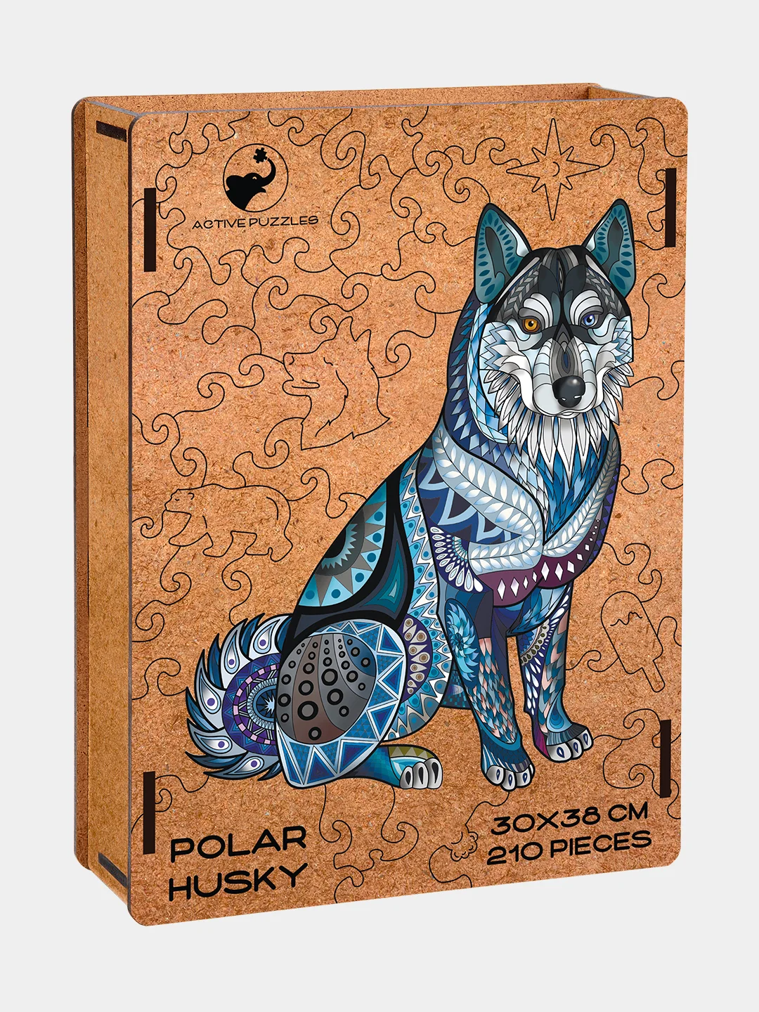 Деревянный фигурный пазл Active Puzzles "Полярный Хаски", 30х38 см, 210 детали