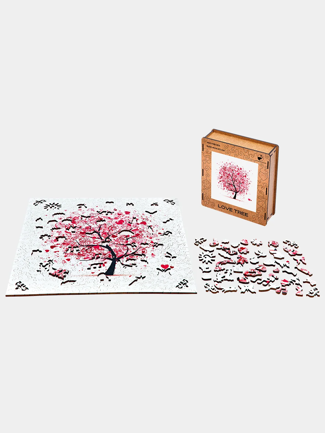 Деревянный фигурный пазл Active Puzzles "Дерево любви", 40х40 см, 450 деталей
