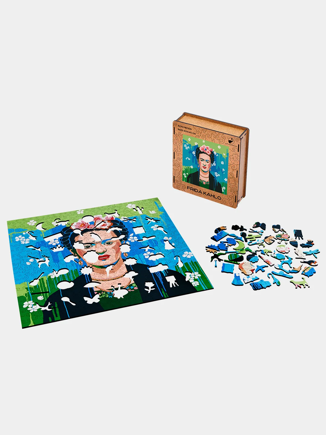 Деревянный фигурный пазл Active Puzzles "Фрида Кало", 40х40 см, 500 деталей