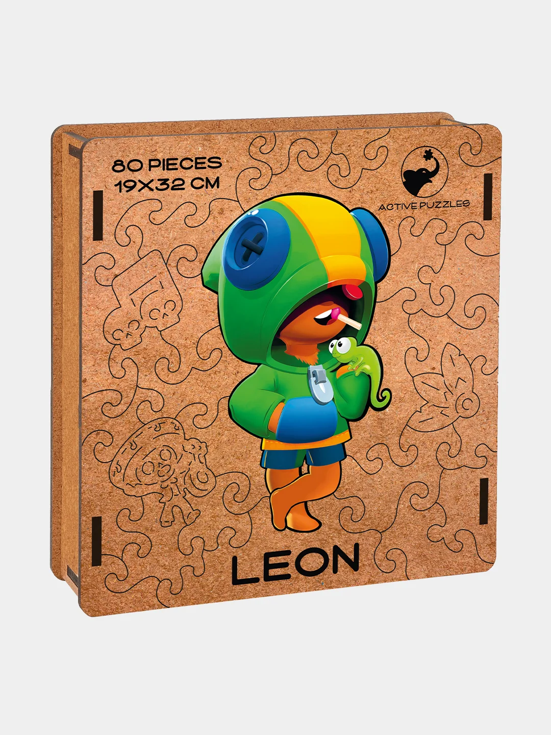 Деревянный фигурный пазл Active Puzzles "Леон",19х32 см, 80 деталей