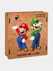 Деревянный фигурный пазл Active Puzzles "Марио и Луиджи",27х29 см, 80 деталей