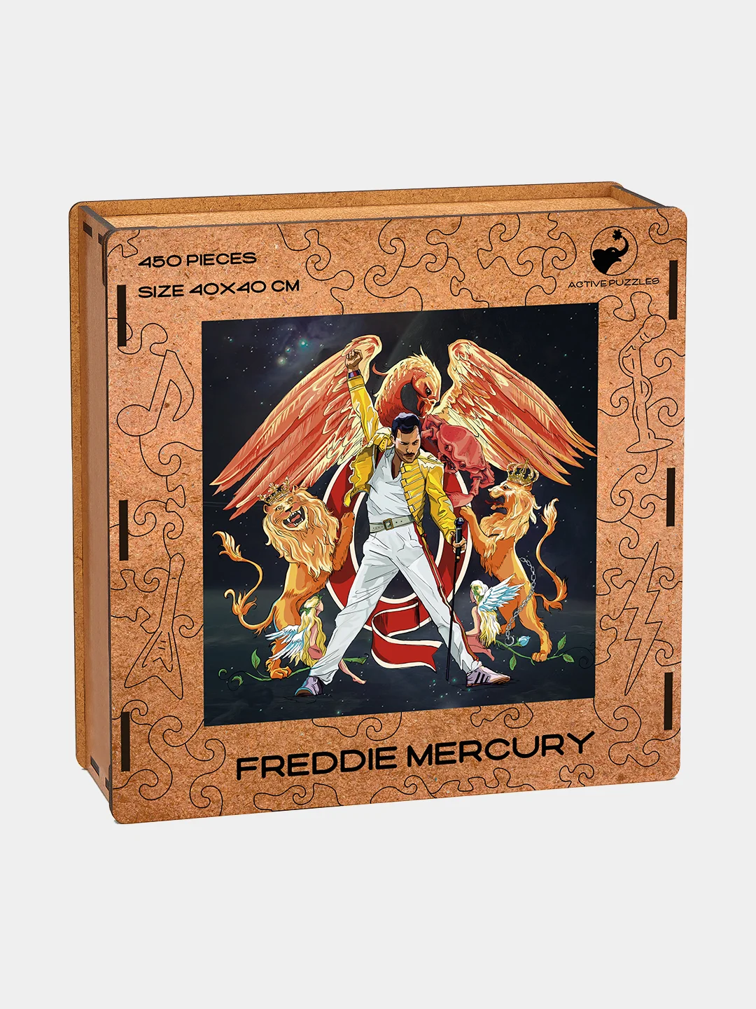 Деревянный фигурный пазл Active Puzzles "Фредди Меркьюри", 40х40 см, 450 деталей