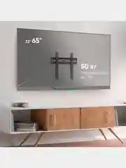 Черный кронштейн для телевизора 32"-65" ONKRON FM2, фиксированный, до 50 кг, черный