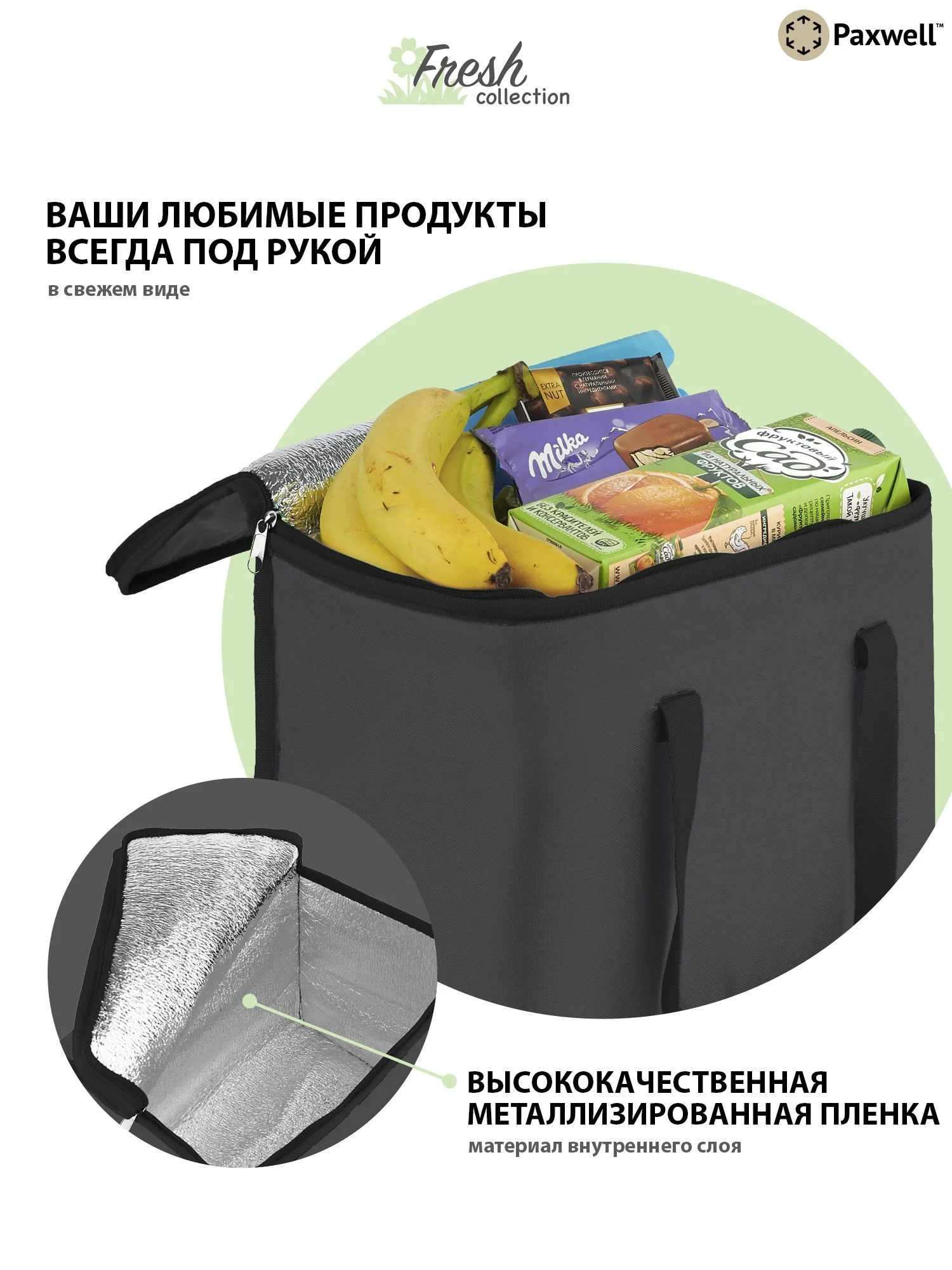 Черный термосумка (сумка-холодильник) Paxwell Фреш 1M