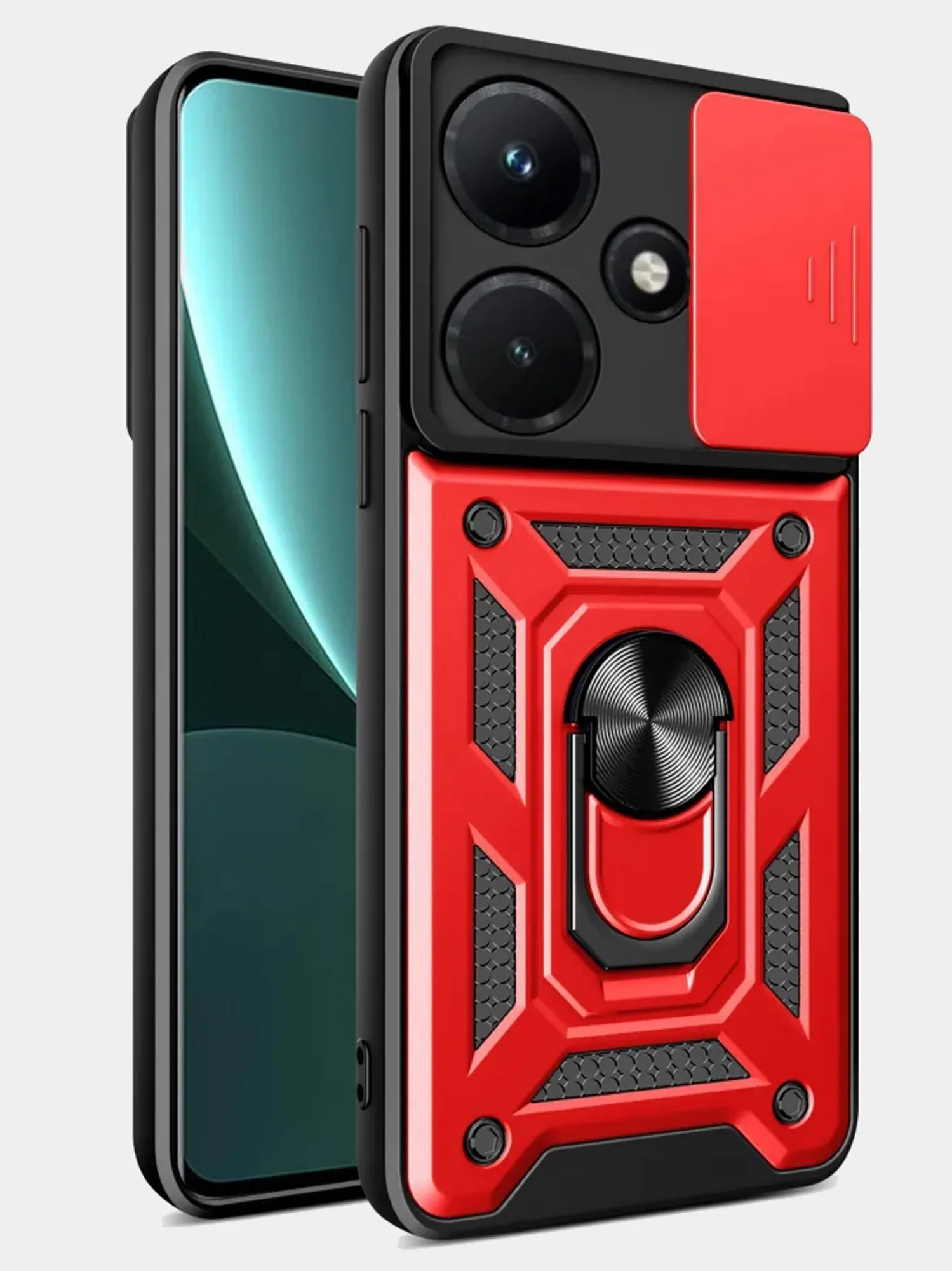Красный чехол противоударный armors для Infinix Hot 30i / Инфиникс Хот 30i с защитой камеры