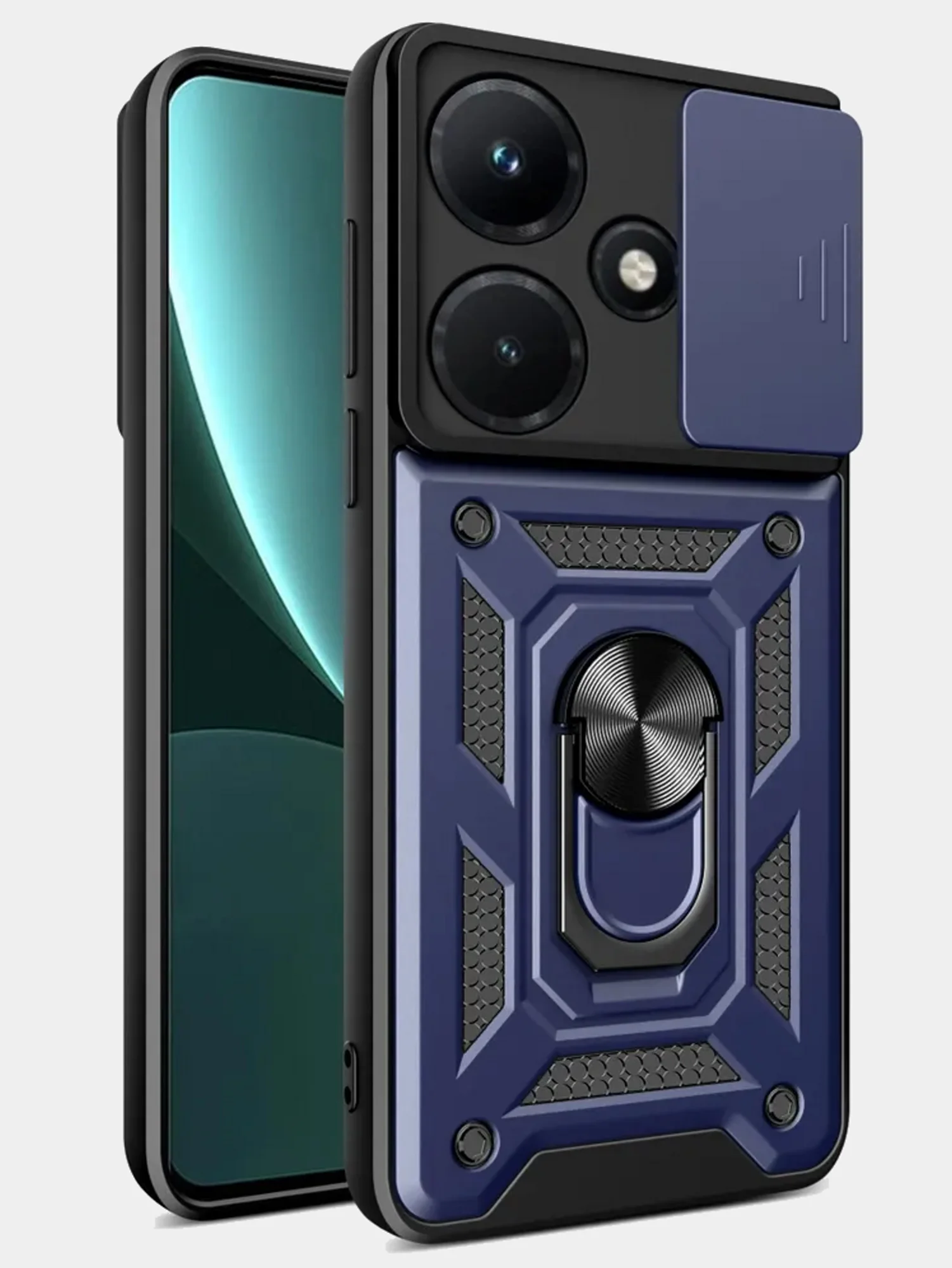 Темно-синий чехол противоударный armors для Infinix Hot 30i / Инфиникс Хот 30i с защитой камеры