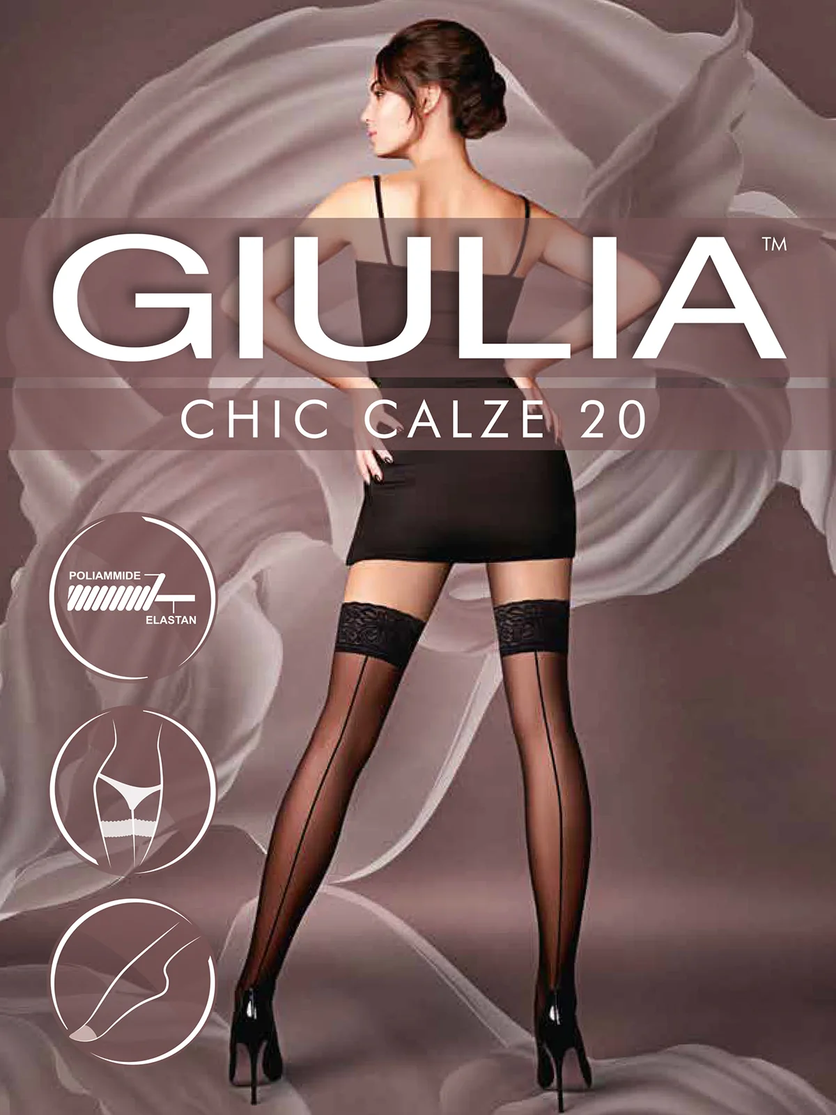 Черный чулки Giulia CHIC 20