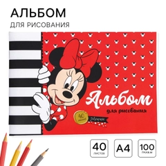 Альбом для рисования А4, 40 листов 100 г/м, на скрепке, Минни Маус