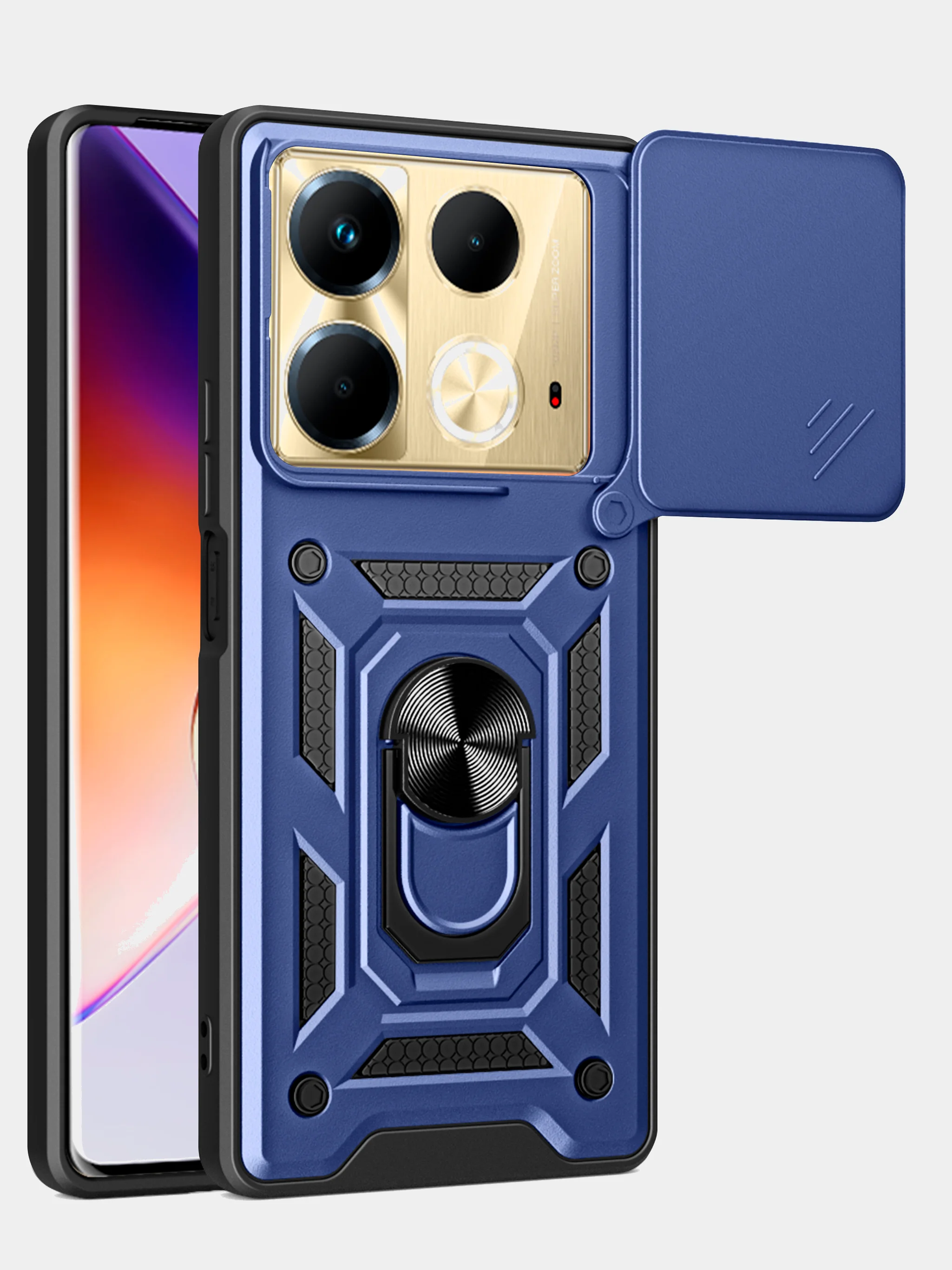 Темно-синий чехол противоударный armors для Infinix Note 40 / Инфиникс Ноте 40 с защитой камеры