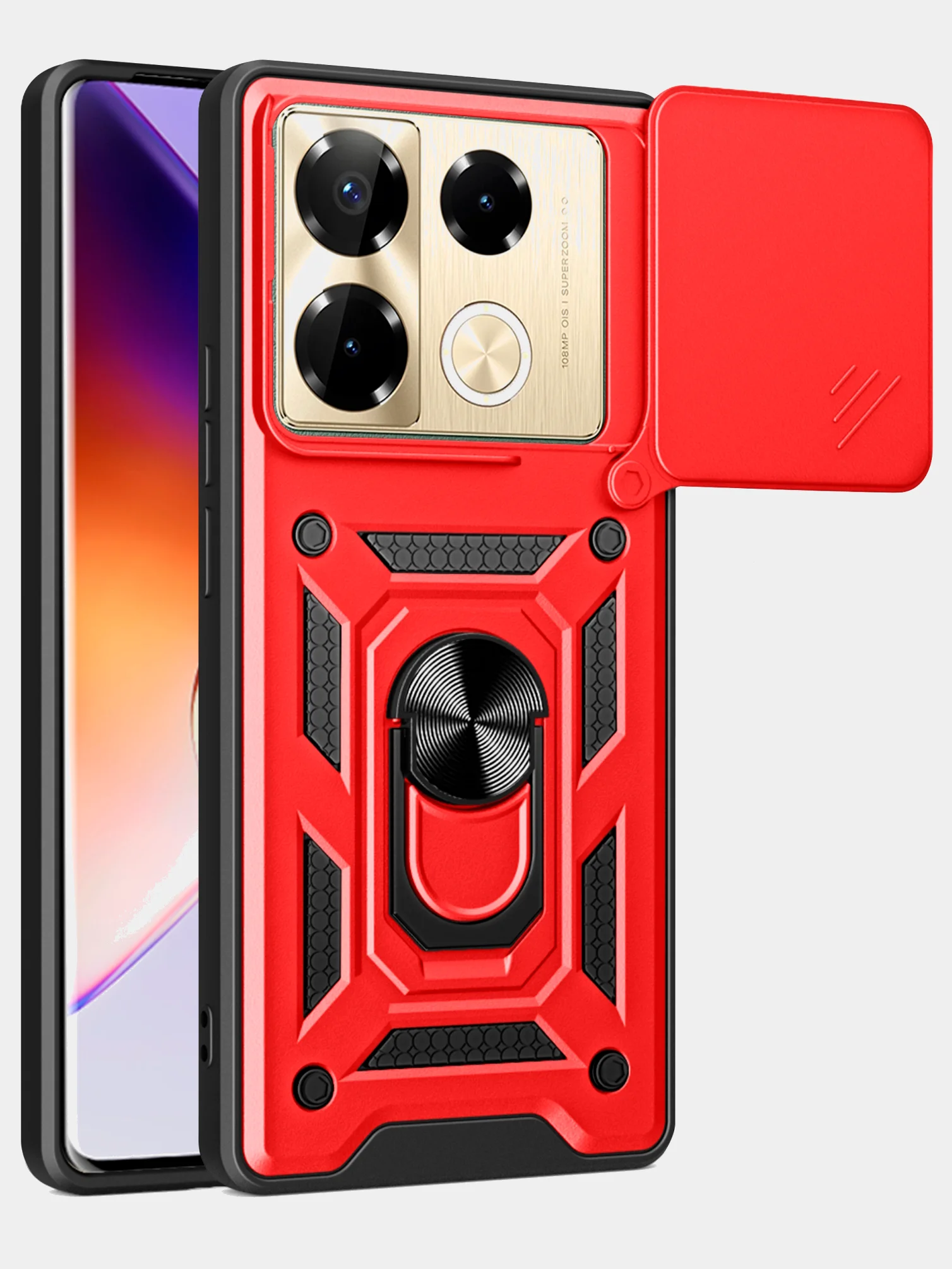 Красный чехол противоударный armors для Infinix Note 40 Pro 4G и Note 40 Pro Plus с защитой камеры