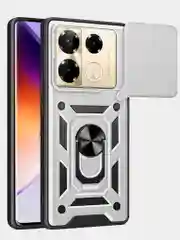 Серебряный чехол противоударный armors для Infinix Note 40 Pro 4G и Note 40 Pro Plus с защитой камеры