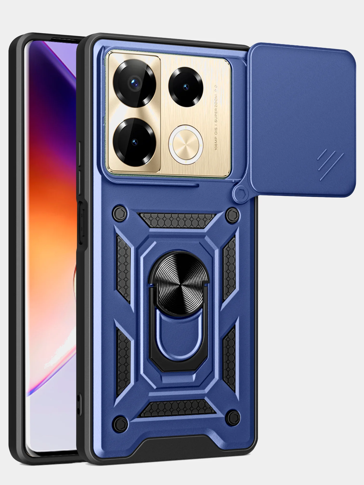 Темно-синий чехол противоударный armors для Infinix Note 40 Pro 4G и Note 40 Pro Plus с защитой камеры