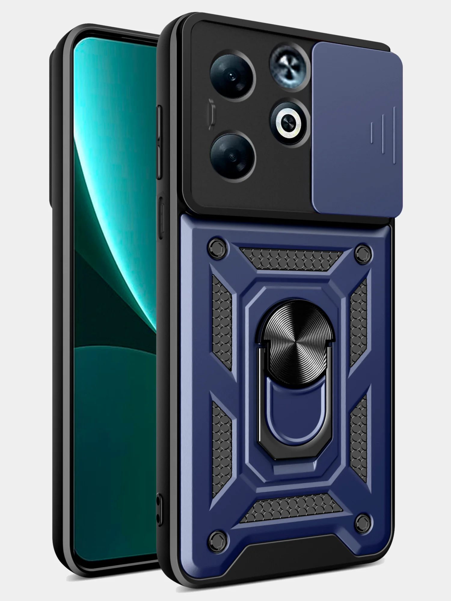Темно-синий чехол противоударный armors для Infinix Smart 8 Plus и Smart 8 Pro с защитой камеры