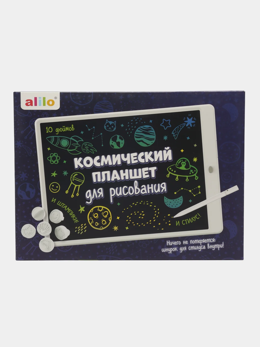 Графический планшет alilo для рисования 10 дюймов со штампиками и стилусом для детей