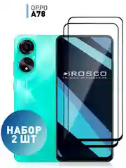 Прозрачный 1-2шт стекло для Oppo A78 защитное ROSCO прозрачное с олеофобным покрытием и чёрной рамкой
