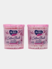 Ватные палочки 200 шт, 100% хлопок AURA