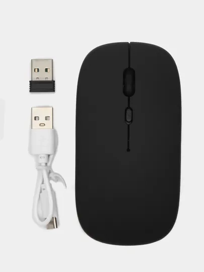 Бесшумная, аккумуляторная, беспроводная мышка с bluetooth, 2.4G и Soft-touch покрытием