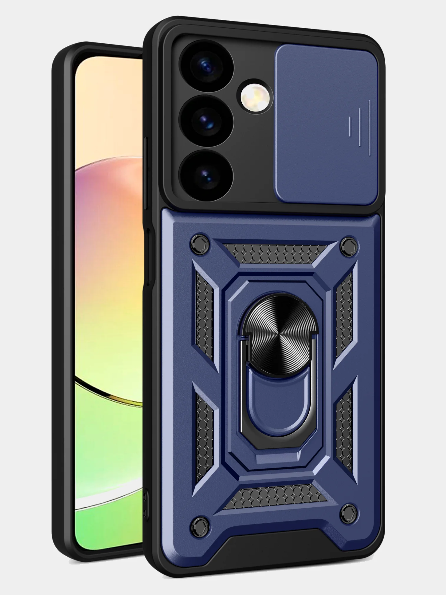 Темно-синий чехол противоударный armors для Samsung S24 / Самсунг S24 с защитой камеры