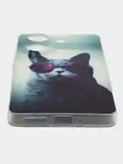 Синий чехол на Xiaomi Redmi Note 13 Pro 4G/Poco M6 Pro 4G, прозрачный, с рисунком, защита камеры