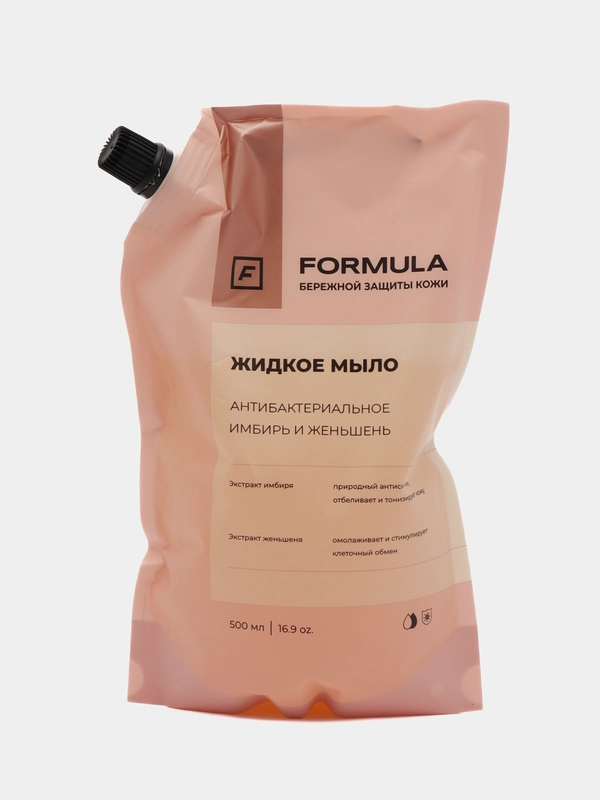 Жидкое мыло антибактериальное "Имбирь и женьшень" F FORMULA, 500ml дой пак