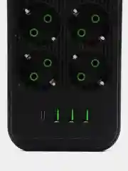Белый сетевой фильтр- удлинитель с 6 розетками, 3 USB портами и 1 Type-C