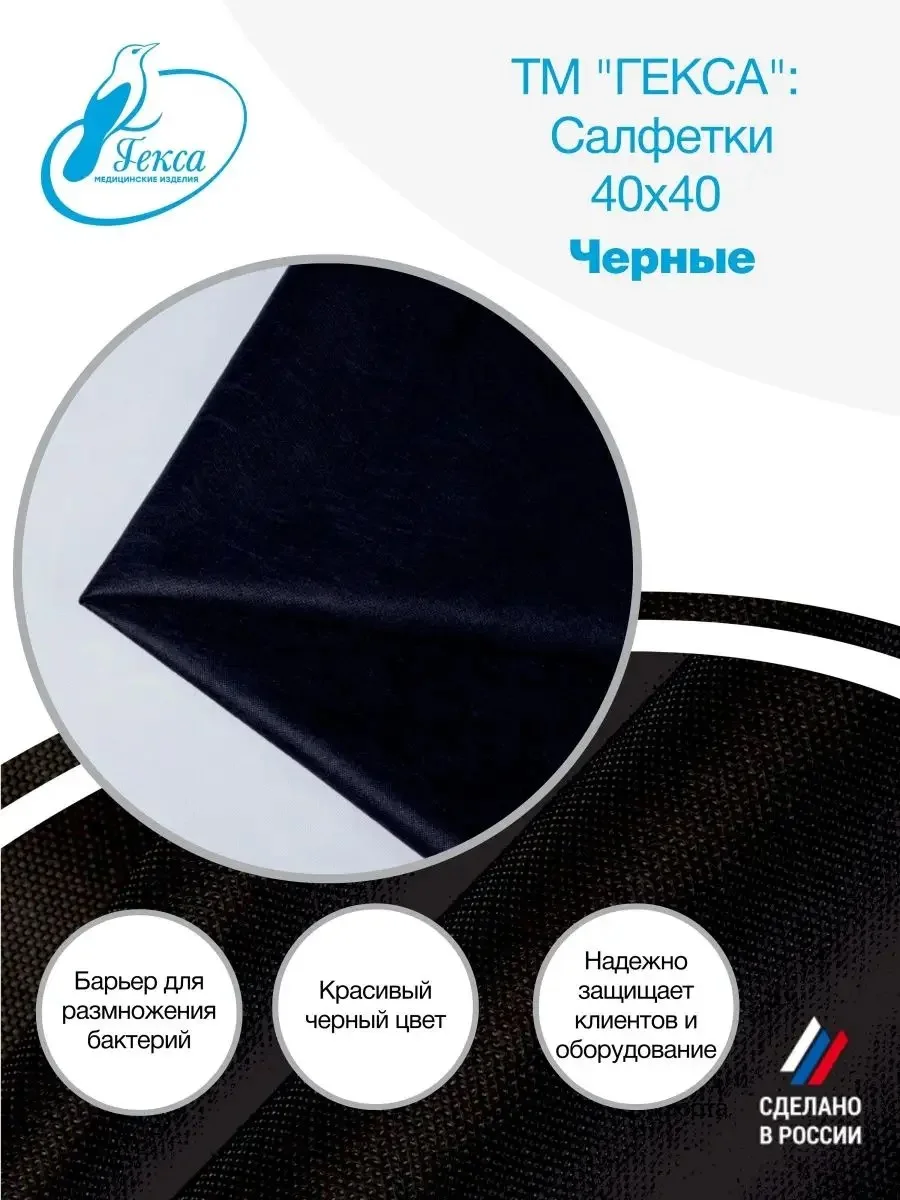 Салфетка Гекса - пл.25 - 40х40см черная 50 шт