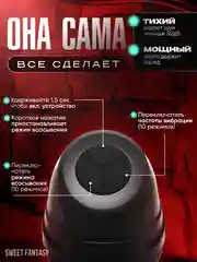 Черный автоматический мастурбатор "Двойная стимуляция 2.0" для мужчин с вибрацией и вакуумом