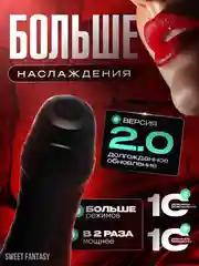 Черный автоматический мастурбатор "Двойная стимуляция 2.0" для мужчин с вибрацией и вакуумом