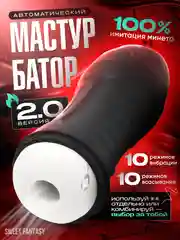 Черный автоматический мастурбатор "Двойная стимуляция 2.0" для мужчин с вибрацией и вакуумом