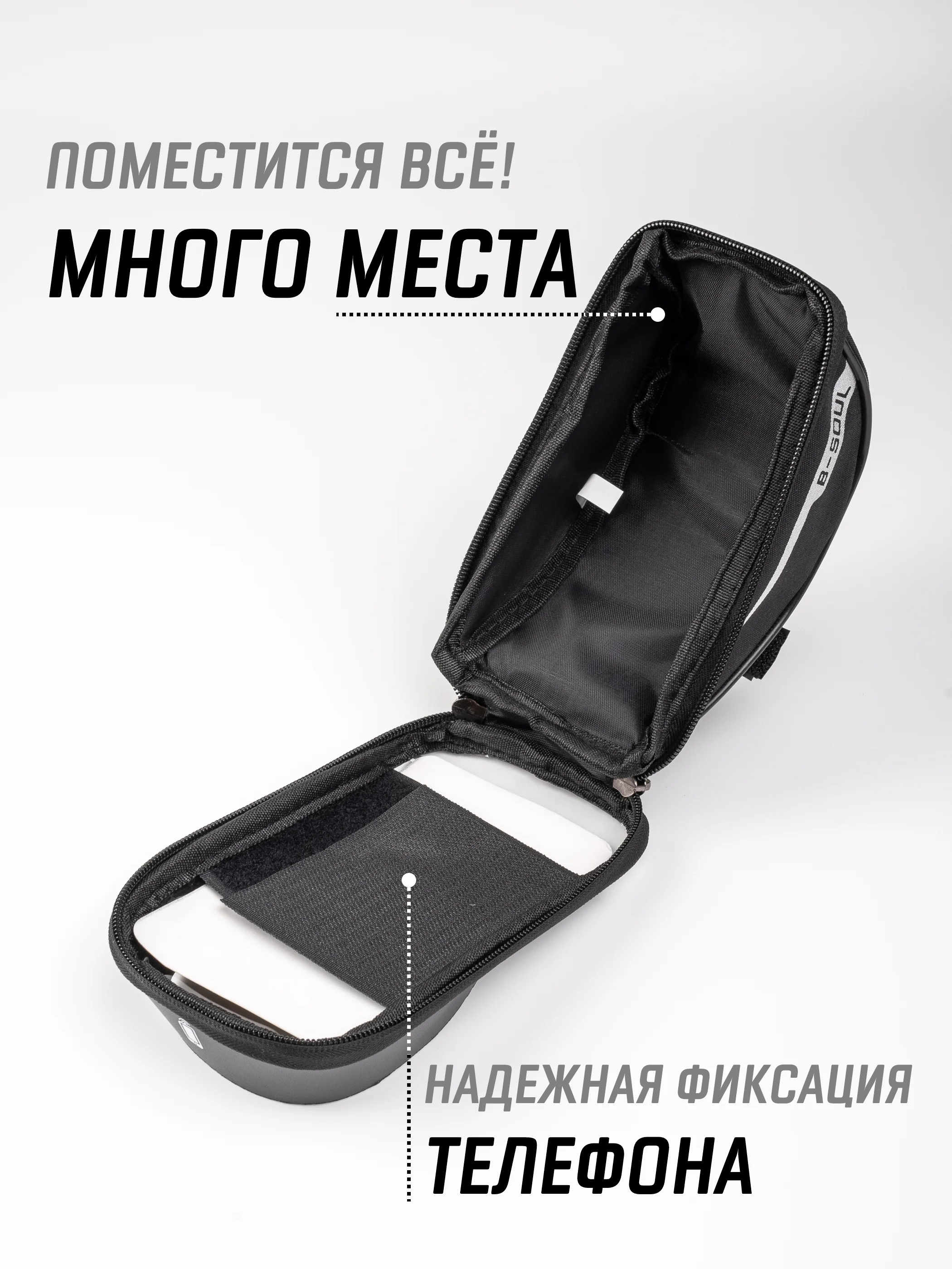 Черный сумка велосипедная на руль под смартфон / велосумка для телефона и аксессуаров на раму