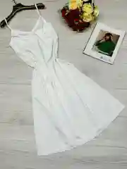 Белый платье женское, шелковое, на бретельках, комбинация
