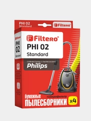 Мешки-пылесборники Filtero PHI 02 Standard, для пылесосов PHILIPS, 4 штуки + фильтр