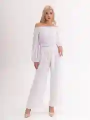 Белый брюки женские палаццо на резинке