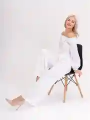 Белый брюки женские палаццо на резинке