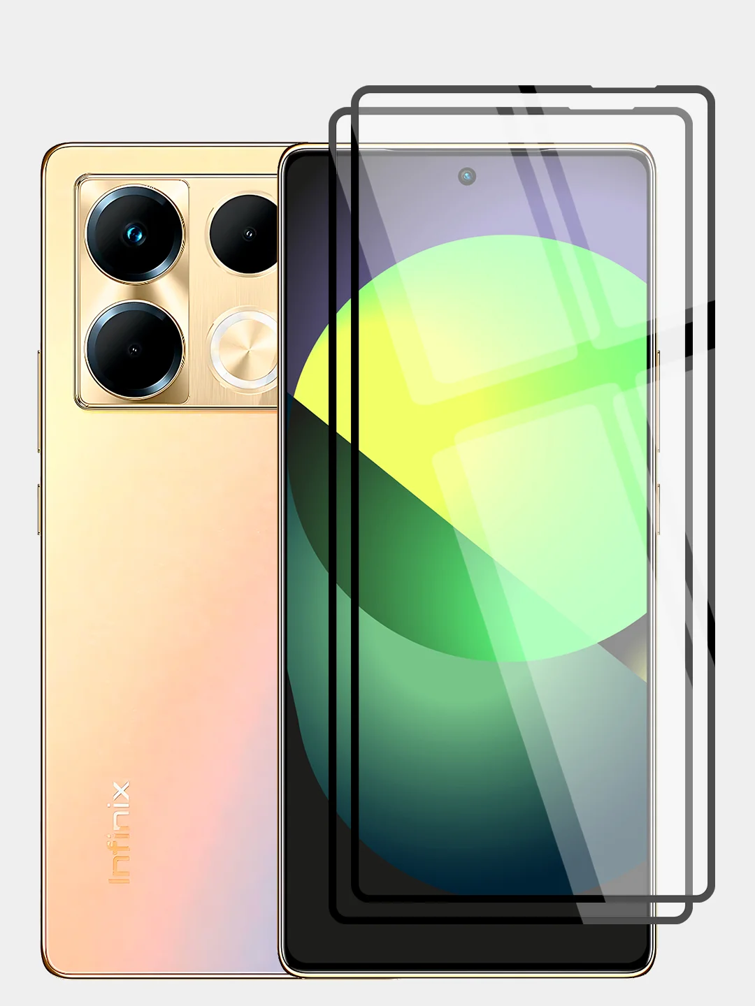 Прозрачный 1-2 шт стекло для Infinix Note 40 защитное BROSCORP с олеофобным покрытием и черной рамкой