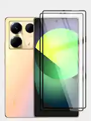 Прозрачный 1-2 шт стекло для Infinix Note 40 защитное BROSCORP с олеофобным покрытием и черной рамкой