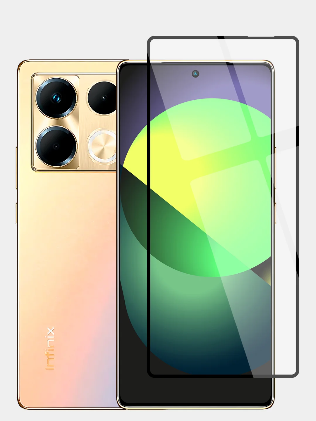 Прозрачный 1-2 шт стекло для Infinix Note 40 защитное BROSCORP с олеофобным покрытием и черной рамкой