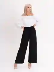Черный брюки женские палаццо на резинке