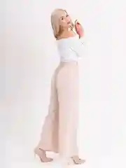 Молочный брюки женские палаццо на резинке