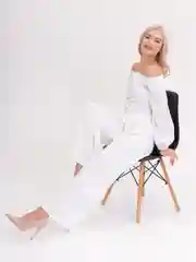 Белый брюки женские палаццо на резинке