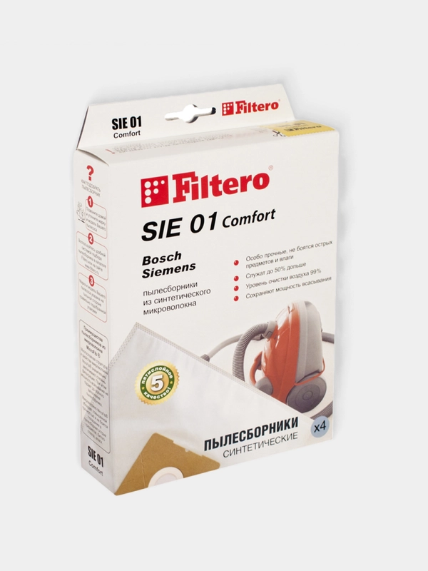 Мешки-пылесборники Filtero SIE 01 Comfort для пылесосов, синтетические, 4 штуки