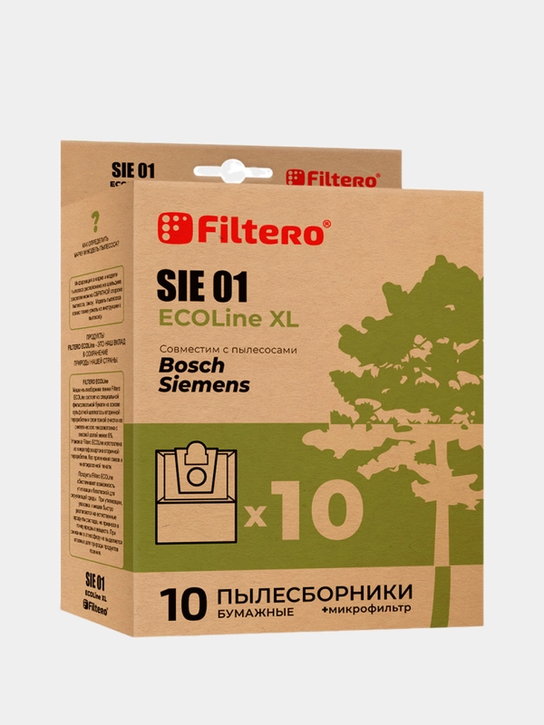 Мешки-пылесборники Filtero SIE 01 ECOLine XL, для пылесосов, бумажные, 10 штук + фильтр
