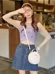 Белый женская сумка через плечо, круглая